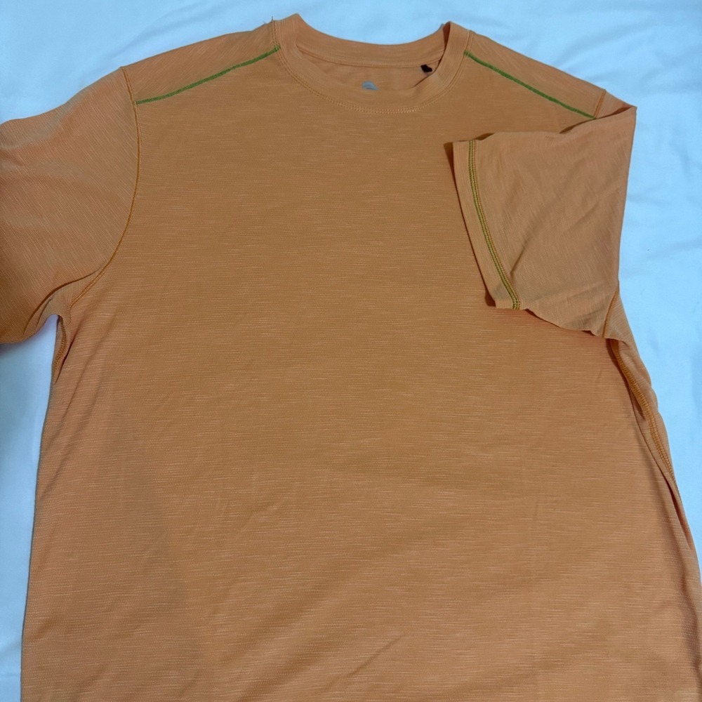 Tommy Bahama Mens Orange Slub T-Shirt Short Sleeve Tencel Blend Size Medium